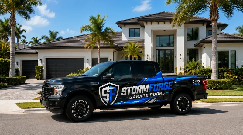 Garage door service truck in Southwest Florida