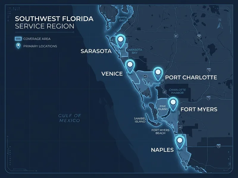 Southwest Florida StormForge Garage Doors Service Map